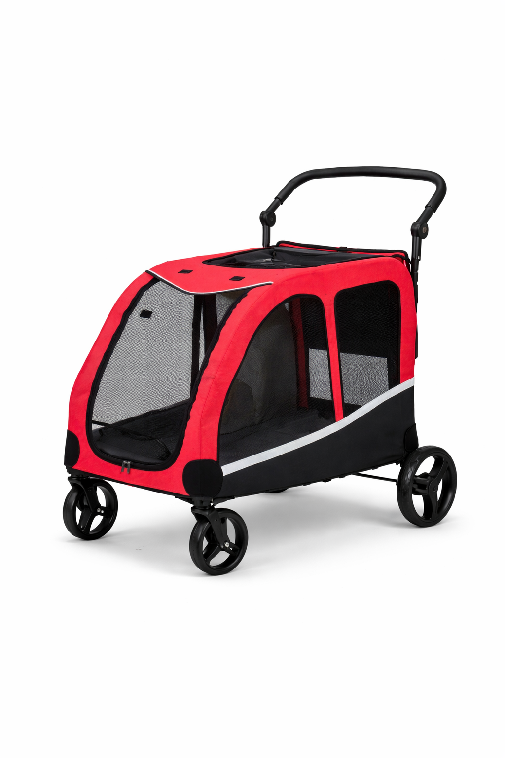 HavenTail Extra Large Dog Stroller (Red) — Foldable Mobility Wagon with Lockable Wheels